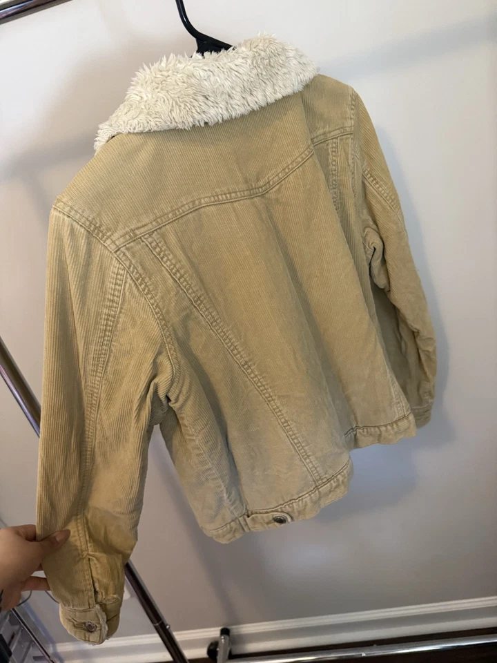 Arizona Jeans Co Corduroy Brown Y2K Faux Fur Lined  Jacket Women's Size Large - Image 3 of 4