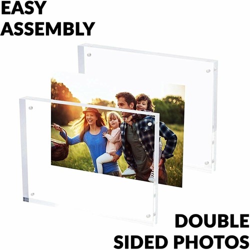 SimbaLux® Acrylic Magnetic Photo Frame 8” x 10” Free Standing with UV Protection - Picture 4 of 9