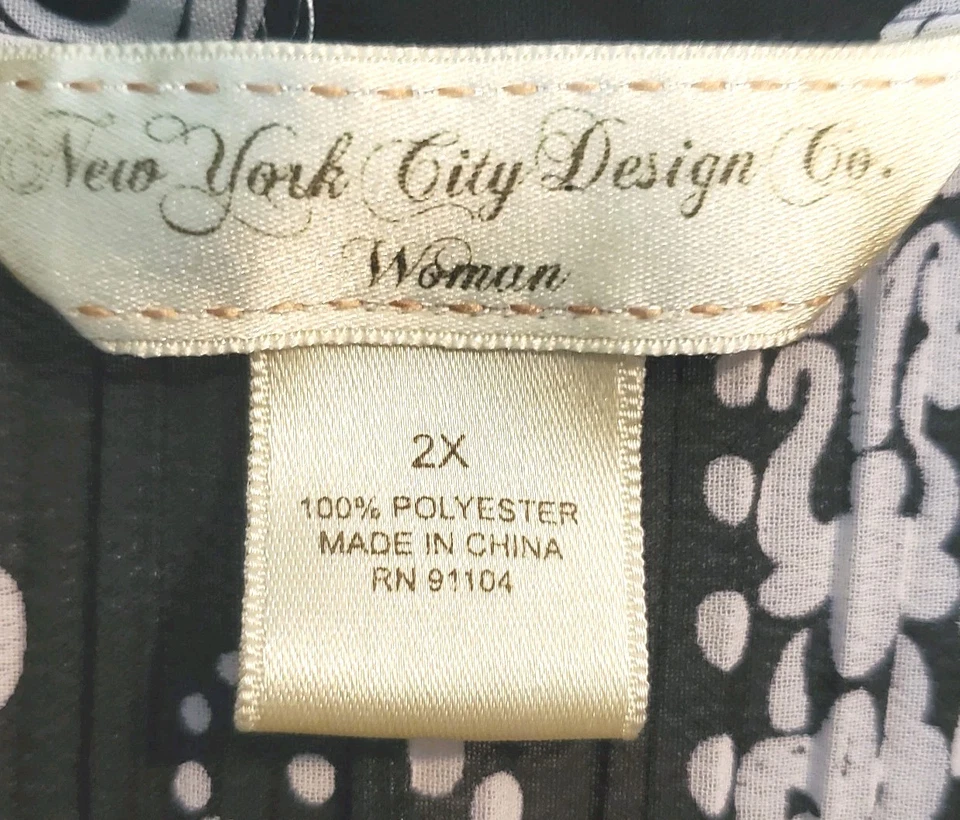 New York & Company 2XL Black Paisley Blouse Crinkle Fabric Cottagecore - Image 3 of 4