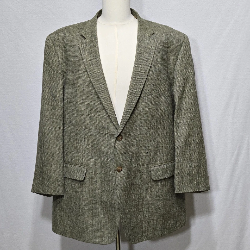 Blazer Orvis Para Hombre Grande Gris Texturizado Mezcla de Lino Abrigo Deportivo Dos Botones Clásico Foto 2 de 4