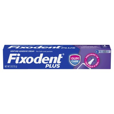 Fixodent Plus Denture Adhesive Cream Precision Hold Seal Tip Flavor Free 2oz
