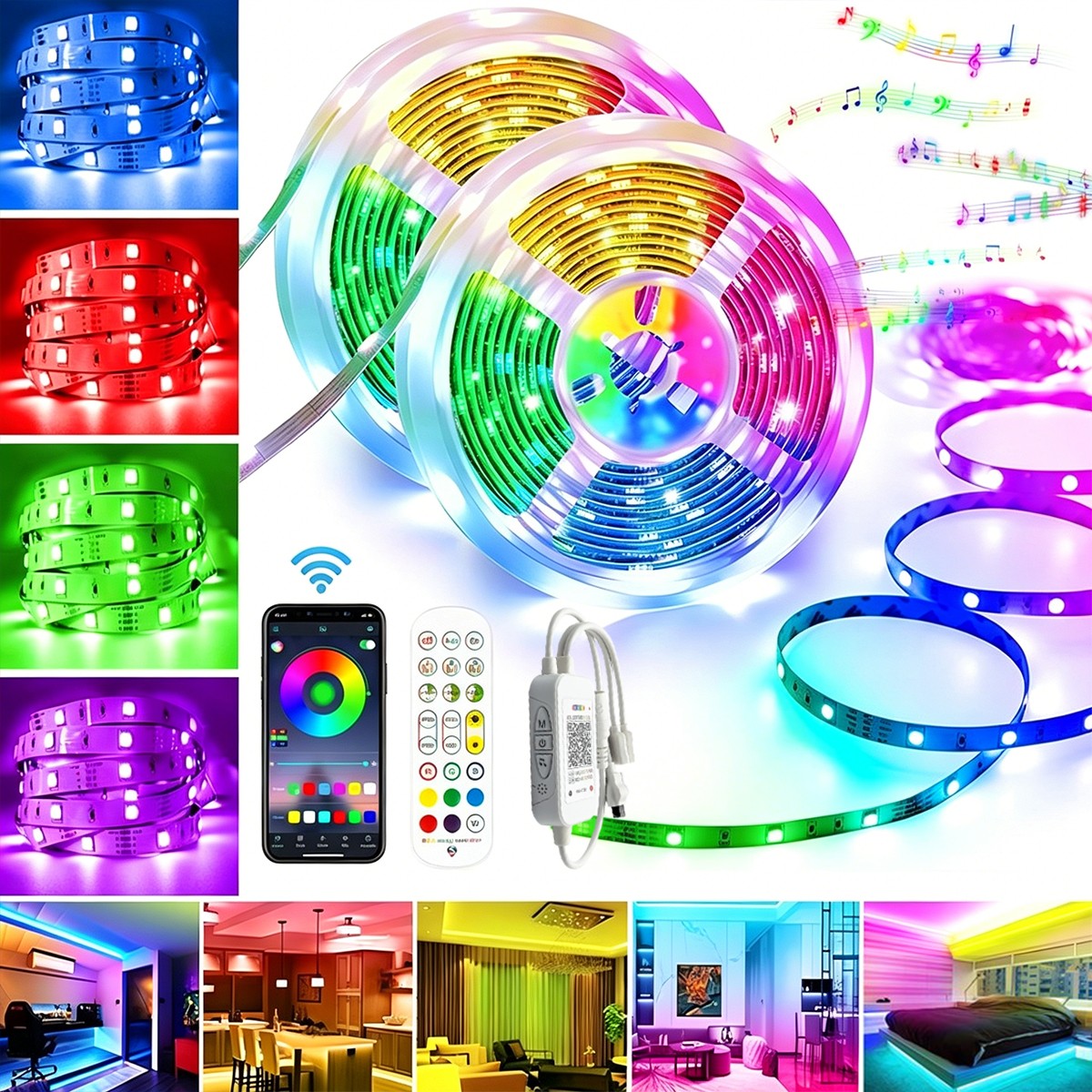 RGB LED Stripe Leiste Streifen Lichtband Dimmbar Wasserdicht Lichterkette 1m-30m