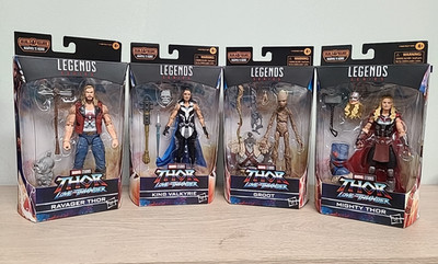 4 X Marvel Thor Groot, Mighty Thor, King Valkyrie, Ravager Thor Action Figures