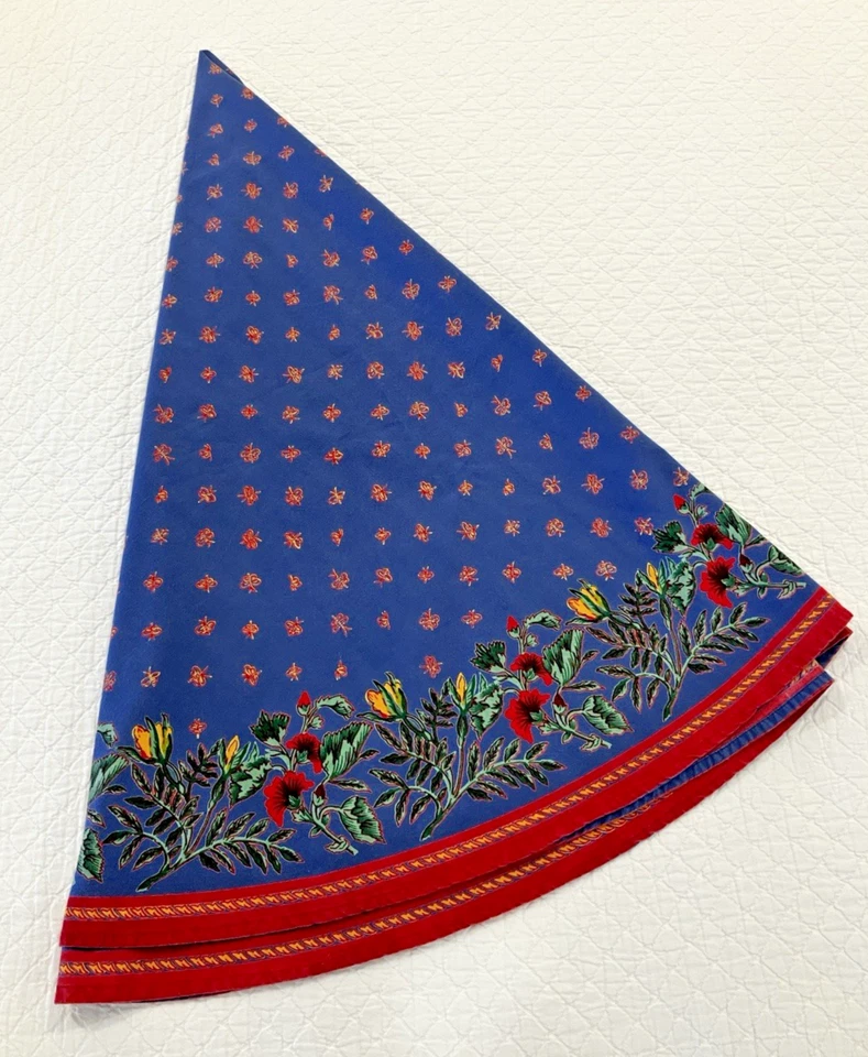 Mantel de algodón Williams Sonoma Provenza azul floral abejas 68" redondo Foto 2 de 4