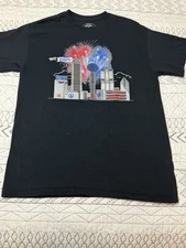 Dallas Skyline Fireworks Graphic T-Shirt Black