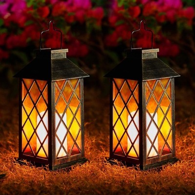 Solar Laternen für draußen - Gartenlaternen 2er Pack flackernd marokkanischer Stil draußen