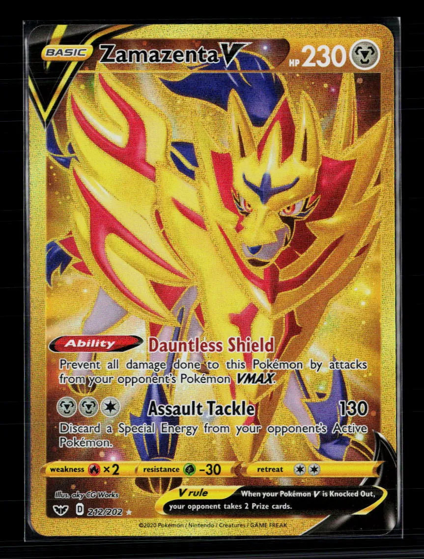 Pokemon 2020 Sword & Shield Zamazenta V Gold UR #212/202