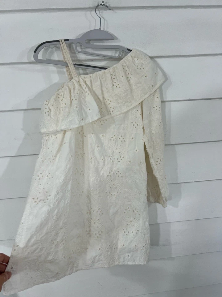 Nuevo Vestido Zara Niña Blanco Un Hombro Encaje Crochet Forrado Talla 13 14 Años Y306C Foto 3 de 4