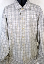 Tommy Bahama-Mens Long Sleeve-Casual Button Down Shirt-XL-Beige/Gray Plaid