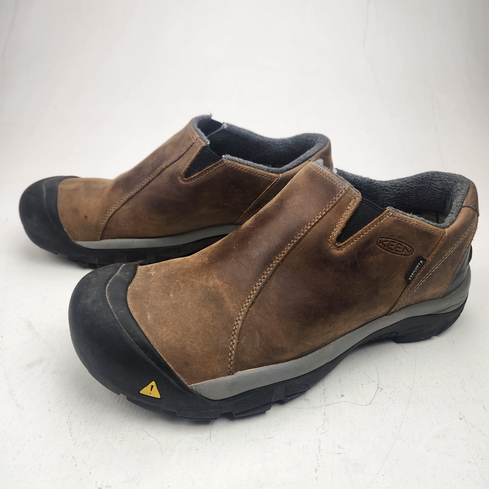 Scarpe da lavoro basse antiscivolo Keen Brixen in pelle marrone IMPERMEABILI taglia 12 ISOLATE