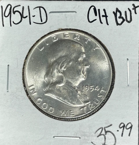 1954-D FRANKLIN SILVER HALF DOLLAR~ CH/BU+ ~BEAUTIFUL COIN~
