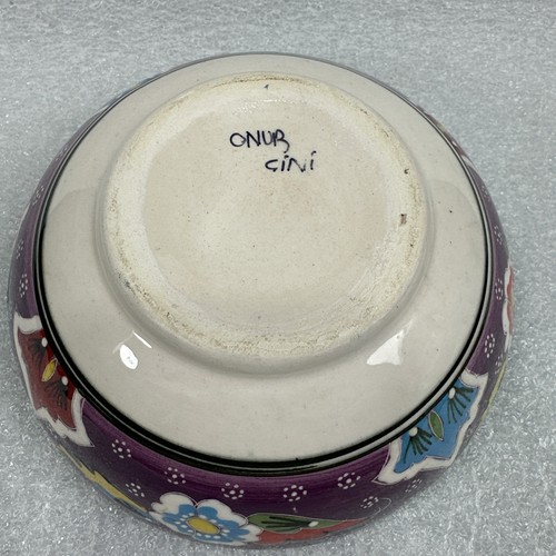 Onur Cini Turkish Ceramic Porcelain Flower Hand-Painted 6" Bowl - Vintage - Picture 10 of 14