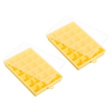 2 Pack Silicone Tray with Lid for Freezer 24 Cube Per Tray Yellow