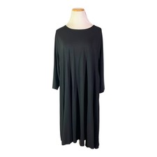 Eileen Fisher Plus Size 3X Black Jersey Knit Dress Side Pockets