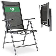 AREBOS Folding Garden Chair Aluminium 7 Positions for Balcony Terrace Camping