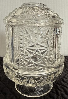 Antique Indiana Glass Fairy Lamp Stars & Bars Clear