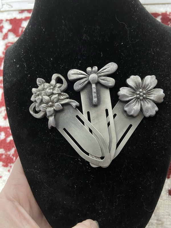 Set Of 3 Pewter Bookmarks, Nature Themed