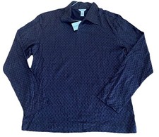 NWOT CALVIN KLEIN Mens Large Black Print Long Sleeve Shirt Collared Pullover