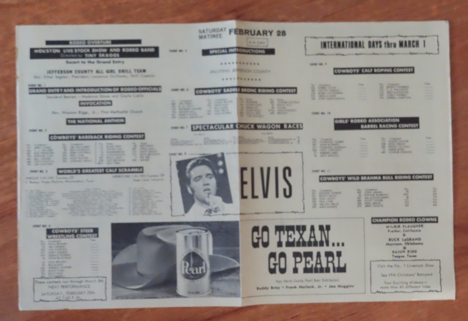 Rare Original ELVIS PRESLEY performed at Houston RODEO February 28, 1970 Program