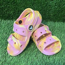 Crocs Classic Marbled Sandal Children's C8 PETAL Pink/Butter Yellow Open Toe