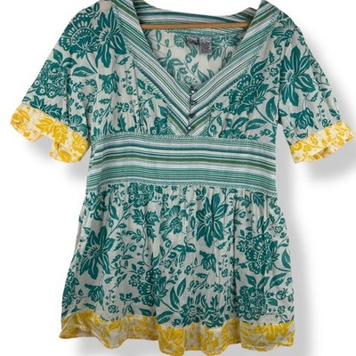 BKE Floral Babydoll Top Womens Size Large Indie Boho Hippie Festival Prairie