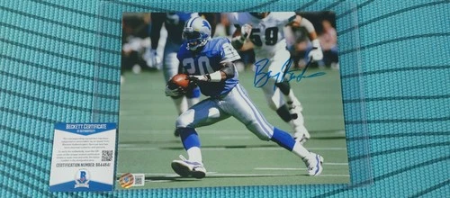 Barry Sanders Signed 8x10 Photo Detroit Lions Beckett BAS Certified