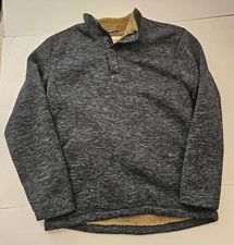 Weatherproof Vintage Men's 1/4 Button Blue Pullover Flwece Lined Sweater- Size L