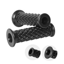 Motorcycle Vintage Non Slip Handlebar Grips 7/8" 22mm 1" 24mm Rubber Black