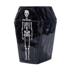 Halloween Ceramic Coffin Cookie Jar Food Storage Jar with Lid Counter Container
