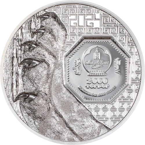 3 oz Mongolei Silbermünze Wilde Mongolei - Schneeleopard 2024 PP - Picture 2 of 5