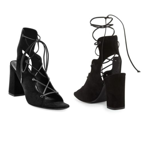 Saint Laurent Babies Suede Lace-Up 90mm Sandals size 36 Black