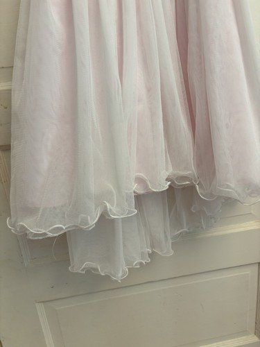 American Princess Pink And White Floral Tulle Pearl Dress Size 12 - Picture 4 of 8