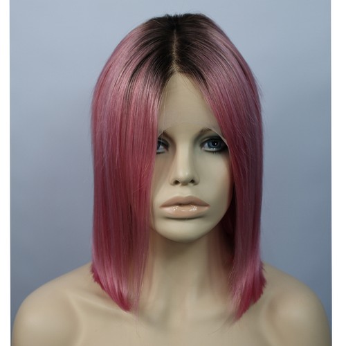 Remy Human12" Bob Blonde,Pink,Silver,Brown Hair Lace Front Hair Wigs - Picture 8 of 56