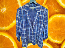 Nouveaux Blue, Tan and White Plaid Blazer