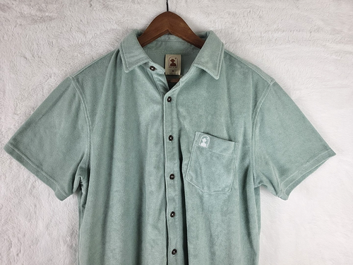 Dandy Del Mar The Tropez Shirt Gulf Blue Terry Cloth Top Size Medium - Picture 2 of 11
