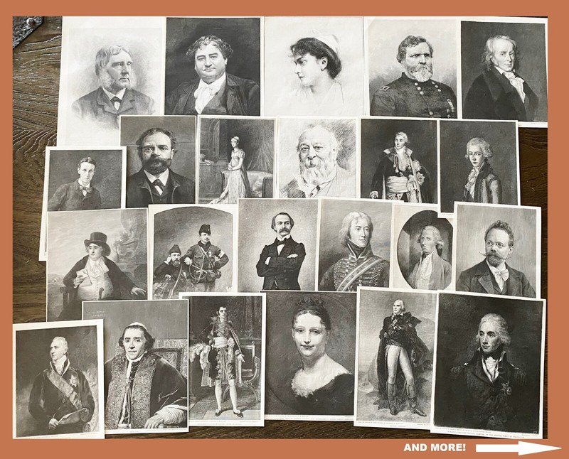 c1890s PORTRAIT ART PEOPLE Men&Women Old Paper Junk Journal Collage Ephemera Lot