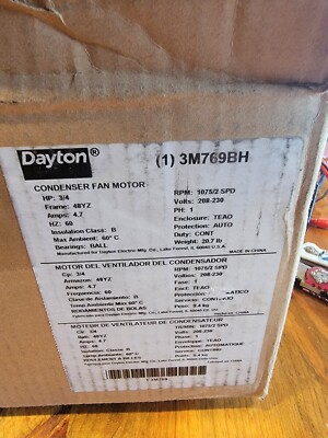 Dayton 3M769 Condenser Fan Motor,3/4 Hp,1075 Rpm,60Hz