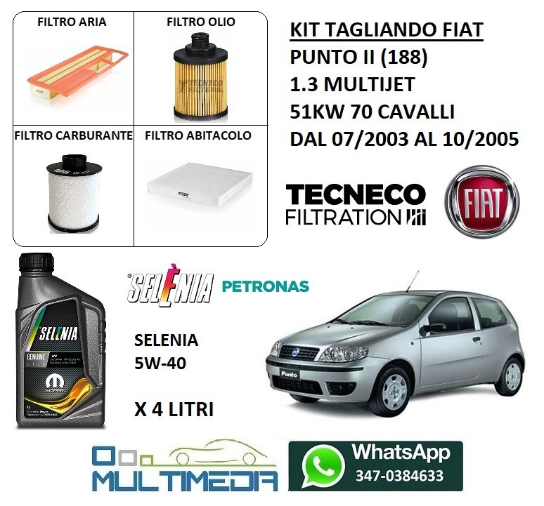 KIT TAGLIANDO PER FIAT DOBLO 1.9 JTD 07/01>01/04 74KW 100CV - Foto 3
