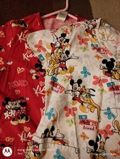 Lot x2 Scrubs Tops Size XS Disney Mickey My Best Friend  Minnie Kiss Kiss Pluto