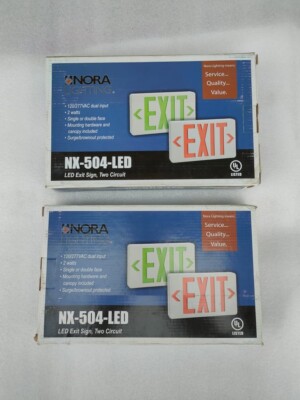 NORA LIGHTING NX-504-LED/G EXIT SIGN LOT OF 2 PC
