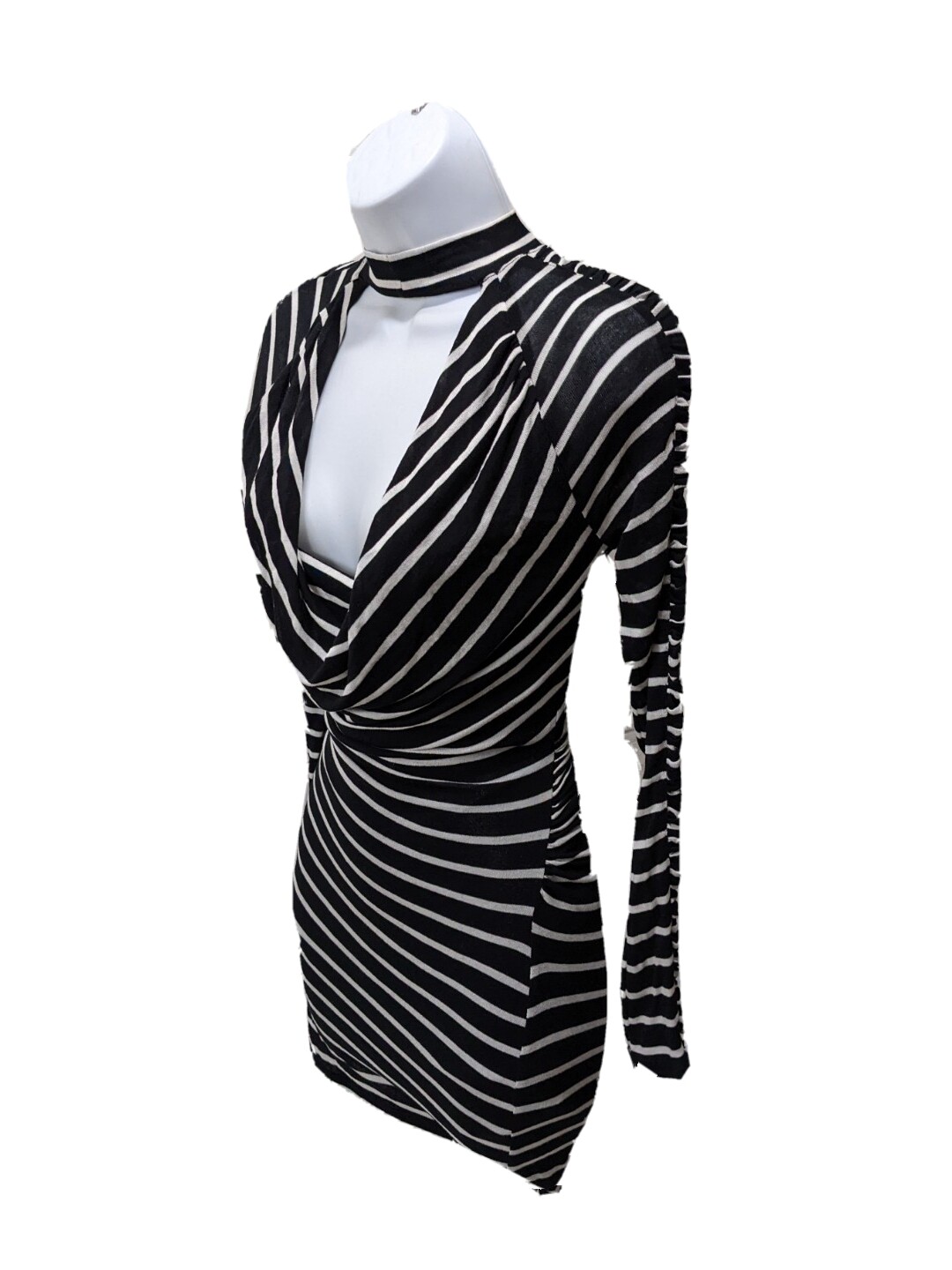 GUESS Striped Bodycon Dress Long Sleeve 