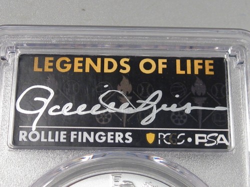 2021 T-2 Silber American Eagle PCGS MS70 Legends Of Life Rollie Finger #17 - Bild 5 von 9