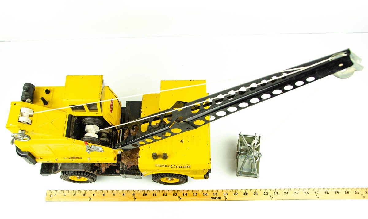 Vintage 1970-1973 Mighty Tonka Mobile Crane Yellow Steel