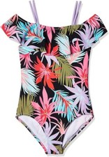 KANU SURF Girls One Piece Tropical Flowers on Blk Swimsuit Size 2T Kids Swimwear