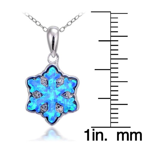 Sterling Silver Created Blue Opal Snowflake Necklace - Picture 3 of 3