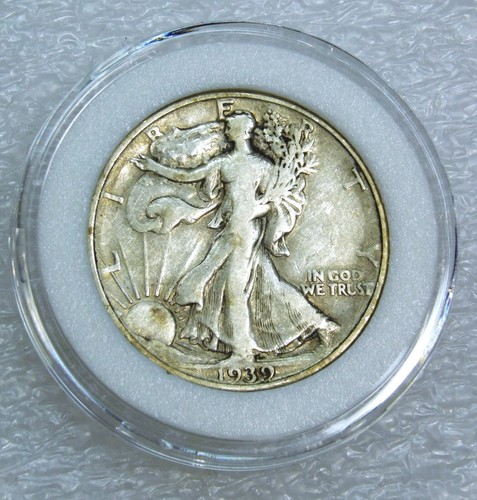 1939-D Walking Liberty mezzo dollaro VF in berretto ermetico #G596 - Foto 1 di 4