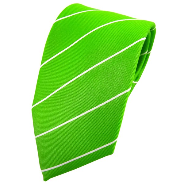 Tigertie Seidenkrawatte GrüN LeuchtgrüN NeongrüN Silber Gestreift - Krawatte Tie-image