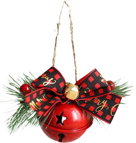 Christmas Metal Bell Pendant Christmas Tree Hanging Bow with Bell - B - Bild 1 von 7