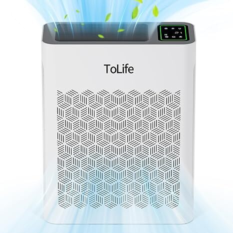 Воздухоочистители ToLife для дома Большой площади до 1095 футов Дисплей PM 2.5 TZ-K2 - БЕЛЫЙ