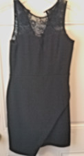 As U Wish Women's Jr M Black Bodycon Cocktail Lace yoke stretchy Dress co1985